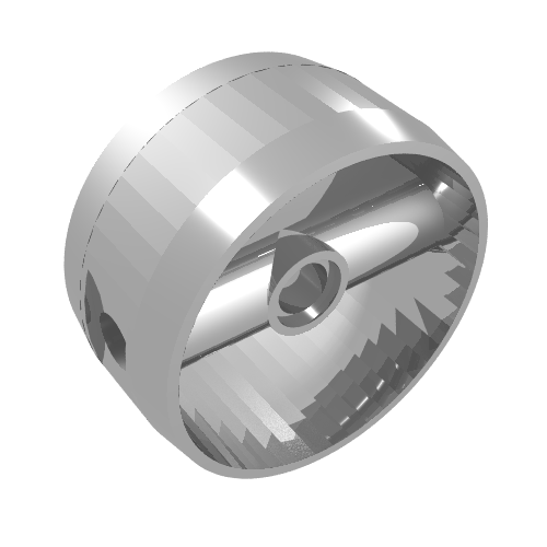 Technic Cylinder 4 × 4 with Pin Holes and Centre Bar, Closed Sides on Bar Chrome Silver