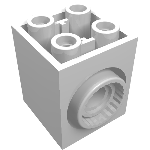 Brick Special 2 × 2 × 2 with Rotation Joint Socket and Rear Pin Hole Weiß