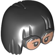 Hair Bowl Cut, and Large Glasses with Light Nougat Lenses and Black Eyes Print Black