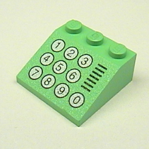 Brick Sloped 33° 3 × 3 with Ten Buttons Print [Keypad] Medium Green