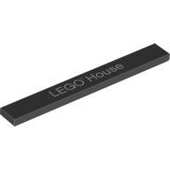 Tile 1 × 8 with 'LEGO® House' Print Schwarz