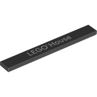 Tile 1 × 8 with 'LEGO House' Print in Schwarz