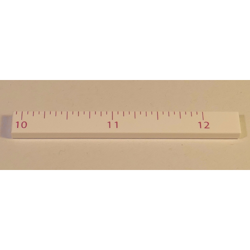Tile 1 × 8 with Ruler INCH 10 - 12 Pattern Weiß
