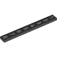 Tile 1 × 8 with Numbers 1,2,3,4,5,6,7,8 print Schwarz