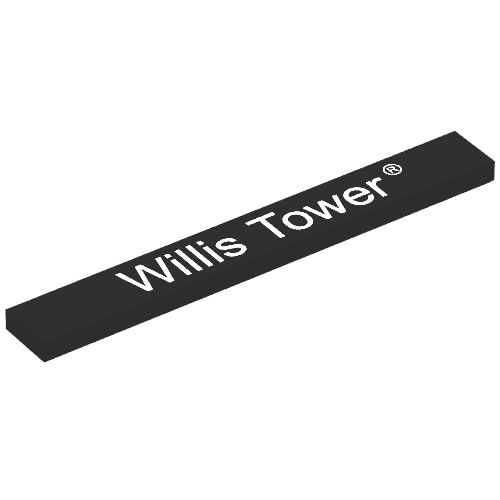 Tile 1 × 8 with 'Willis Tower' Print Schwarz
