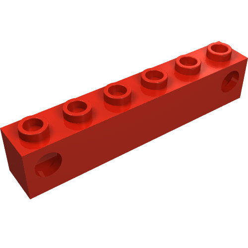 Light Prism Brick, Train, 1 × 6 Holder Red