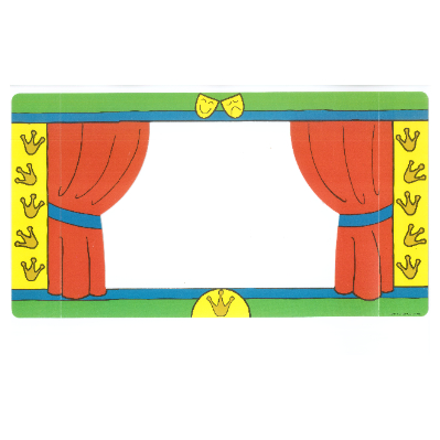 Backdrop for Sets 3615-2 and 9131-1, Theater Curtains, Green Borders / Light Orange [No Color/Any Color]
