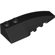 Brick Wedged, Curved 6 × 2 Right, Inner Ridges Black
