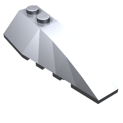 Brick Wedged, Curved 6 × 2 Right, Inner Ridges Metallic Silver