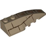 Brick Wedged, Curved 6 × 2 Right with Bricks and Hieroglyphs Print Dark Tan