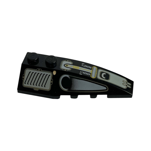 Brick Wedged, Curved 6 × 2 Right with Submarine Print Black
