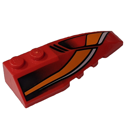 Brick Wedged, Curved 6 × 2 Right with White and Orange Curves and Black Fade Print Rot