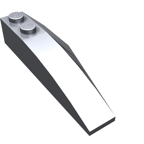 Brick Wedged, Curved 6 × 2 Left, Inner Ridges Metallic Silver