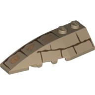 Brick Wedged, Curved 6 × 2 Left with Bricks and Hieroglyphs Print Dunkelbeige