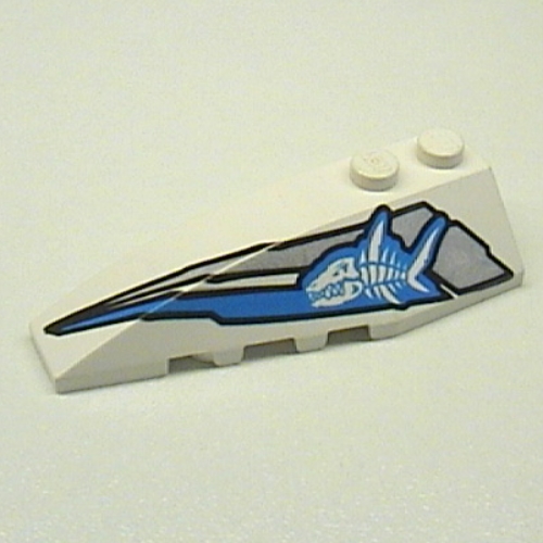 Brick Wedged, Curved 6 × 2 Left with Shark Skeleton Print Weiß