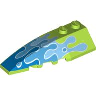 Brick Wedged, Curved 6 × 2 Left with Blue Water Splash Print Lime