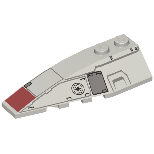 Brick Wedged, Curved 6 × 2 Left with SW Mini AT-TE Print Light Bluish Gray