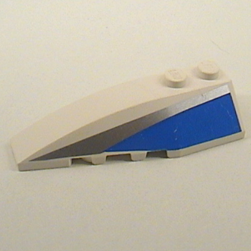 Brick Wedged, Curved 6 × 2 Left with Blue and Silver Side Print White