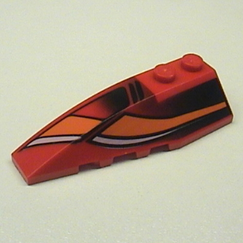 Brick Wedged, Curved 6 × 2 Left with White and Orange Curves and Black Fade Print Rot