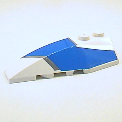 Brick Wedged, Curved 6 × 2 Left with Blue and Silver Wraparound Print Weiß