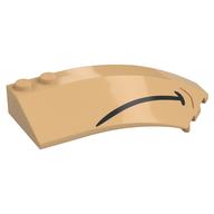 Brick Wedged, Curved 8 × 3 × 2 Open Right with Black Stripe (Mouth) print Warmes Beige