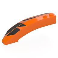 Brick Wedged, Curved 8 × 3 × 2 Open Right with Black Shapes print Orange