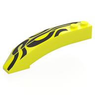 Brick Wedged, Curved 8 × 3 × 2 Open Right with Black Swirling Line print Vibrant Yellow