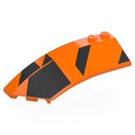Brick Wedged, Curved 8 × 3 × 2 Open Left with Black Shapes print Orange