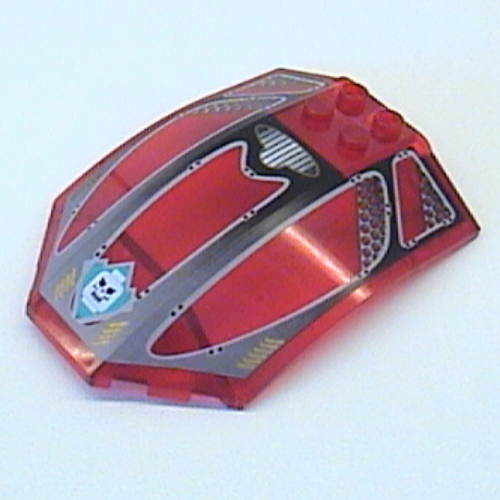 Windscreen 8 × 6 × 2 Curved with Evil Skull Logo and Windows Print Trans-Red