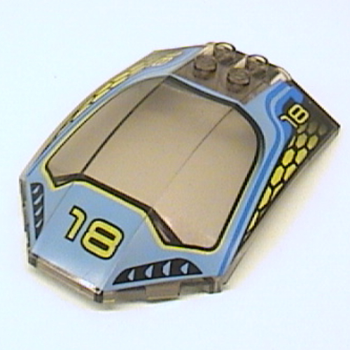 Windscreen 8 × 6 × 2 Curved with 18 and Blue / Yellow Racing Print Transparent-Braun