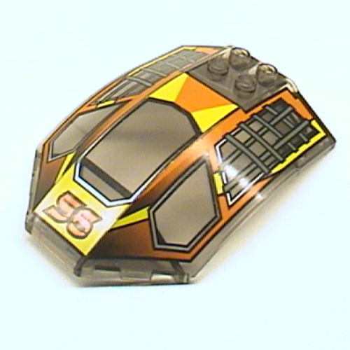 Windscreen 8 × 6 × 2 Curved with '56' and Yellow, Orange, and Dark Gray Racing Print Transparent-Braun