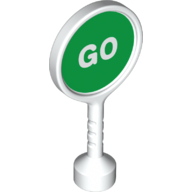 Duplo Sign Dual Sided with 'Go' on Green Background / 'Stop' on Red Background Print White