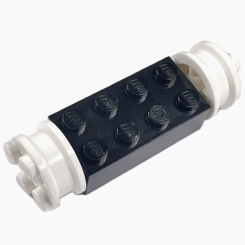 Brick Special 2 × 4 with Wheels, Freestyle White Schwarz
