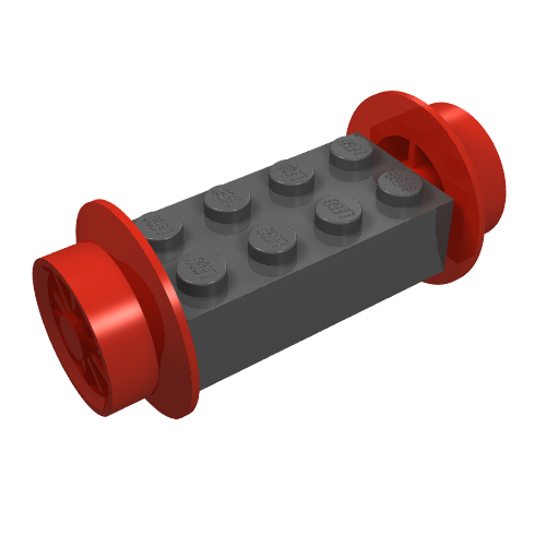 Wheels Train Spoked Small (23mm D.) and Black Brick, Modified 2 × 4 [Red] Red