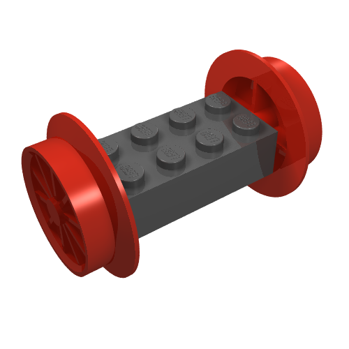 Wheels Train Spoked Large (29mm D.) and Black Brick, Modified 2 × 4 [Red] Rot