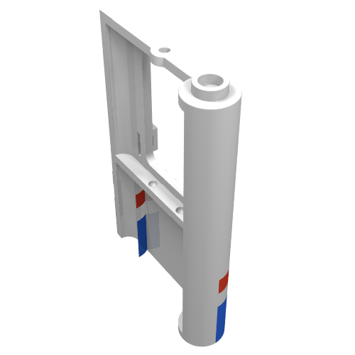 Door 1 × 4 × 5 Train Left with Red/Blue Stripe Print White