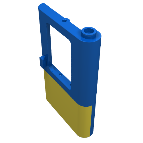 Door 1 × 4 × 5 Train Right with Yellow Bottom Half Print Blue