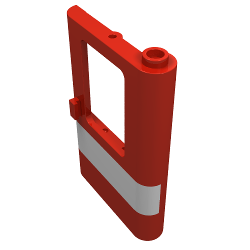 Door 1 × 4 × 5 Train Right with White Stripe Print Red