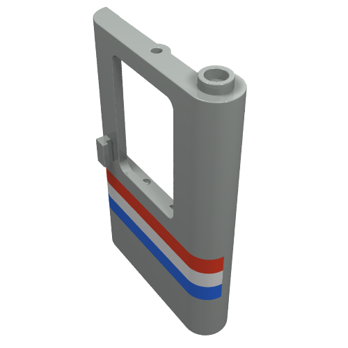 Door 1 × 4 × 5 Train Right with Red/White/Blue Stripe Print Light Gray