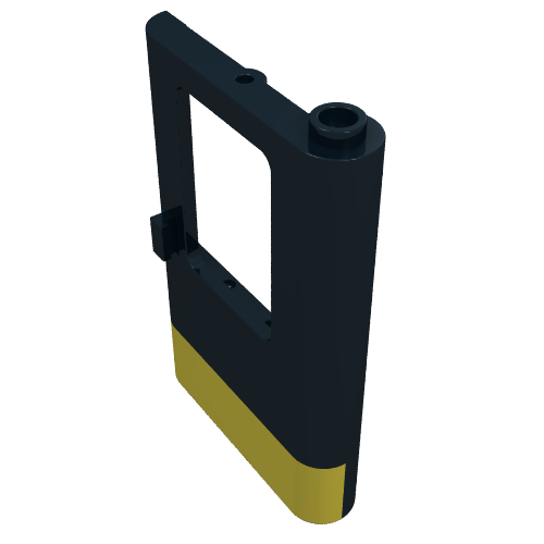 Door 1 × 4 × 5 Train Right with Yellow Stripe Print [5581] Schwarz