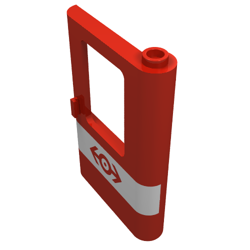 Train Door 1 × 4 × 5 Right White Stripe Train Logo Print Red