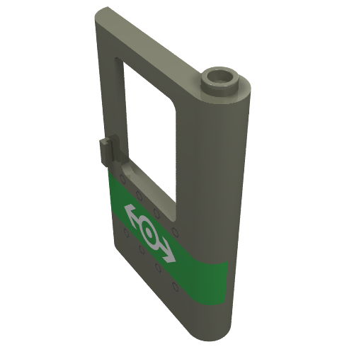 Door 1 × 4 × 5 Train Right with Green Stripe, Train Logo and Rivets Print [4512] Dark Gray