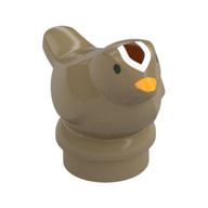 Animal, Bird, Small with Yellow Beak, White/Brown Streak on Head, Black Eyes print Dunkelbeige