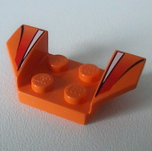 Mudguard 2 × 4 with 2 × 2 Studs and Flared Wings, White Stripe and Red Fade Print Orange