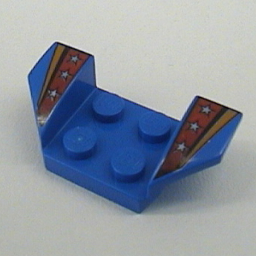 Mudguard 2 × 4 with 2 × 2 Studs and Flared Wings, Orange Stripe & Red Fade with 3 Silver Stars Print [4595/4591] Blau