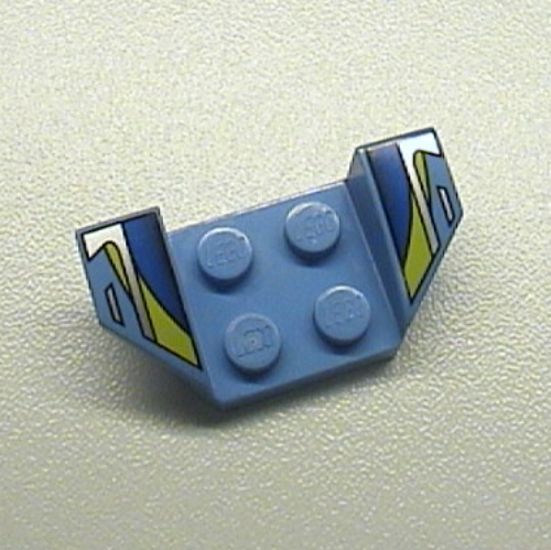Mudguard 2 × 4 with 2 × 2 Studs and Flared Wings, Blue/Black/Silver/Yellow Stripes Print Medium Blue