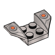 Mudguard 2 × 4 with 2 × 2 Studs and Flared Wings, Orange Dots and Dark Gray Lines Print Perlhellgrau