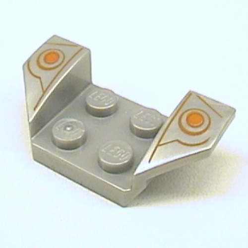 Mudguard 2 × 4 with 2 × 2 Studs and Flared Wings, Orange Dots and Orange Lines Print Perlhellgrau