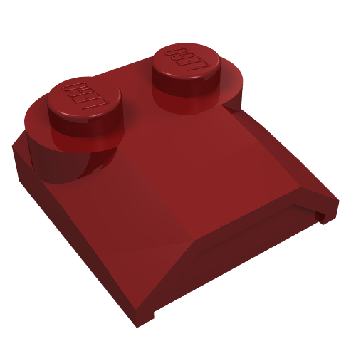 Brick Curved 2 × 2 × 2/3 Two Studs and Lip End Dark Red
