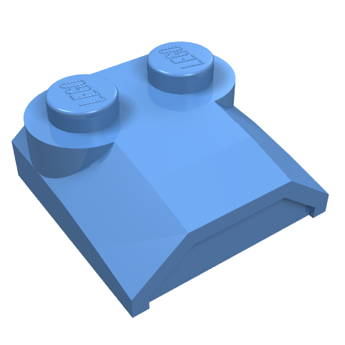 Brick Curved 2 × 2 × 2/3 Two Studs and Lip End Mittelblau